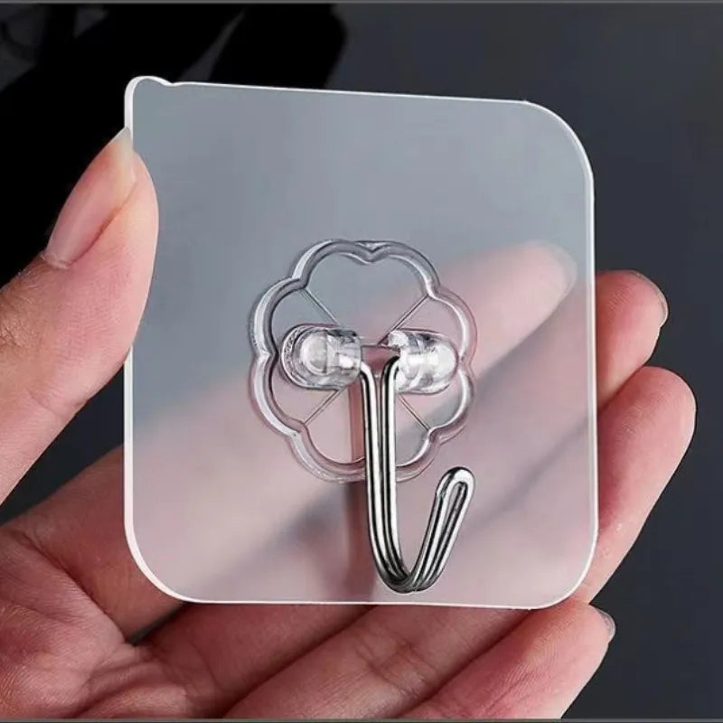 Transparent Stainless Steel Strong Self Adhesive Hooks Key Storage Hanger for Kitchen Bathroom